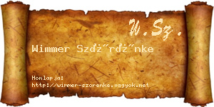 Wimmer Szörénke névjegykártya